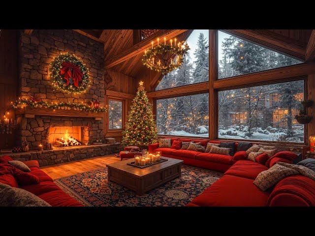 Christmas Jazz Instrumental Music 2025  Warm Crackling Fireplace Sounds at Cozy Christmas Ambience