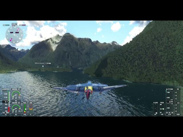 Microsoft Flight Simulator 2020 Milford Soud (NZ) landing