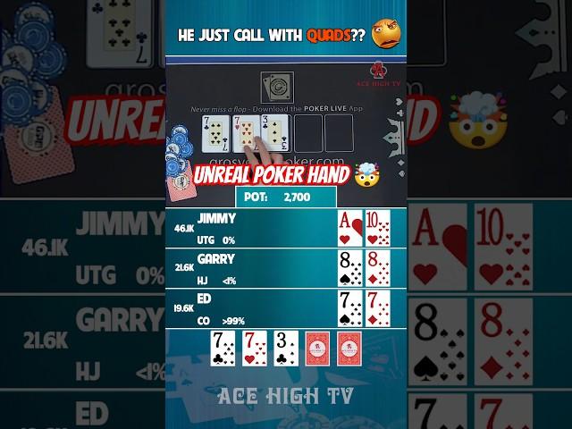He just call with QUADS??  #poker #pokerhighlights