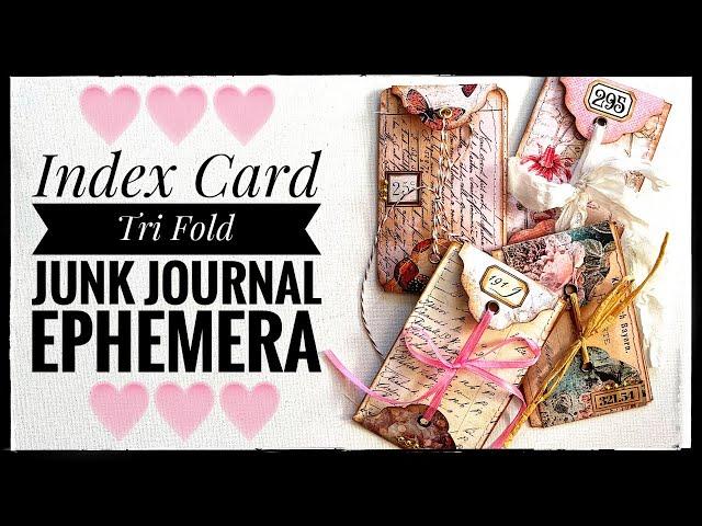 Index Card Tri Fold - Flip - Pocket - Junk Journal Ephemera