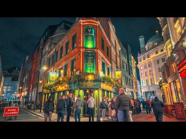 London’s Soho Nightlife 2024 · London Walk After Dark, Bars, Clubs, Pubs & Restaurants · 4K HDR