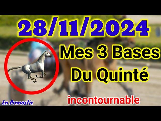 Pronostics PMU Mes 3 bases incontournable JEUDI 28 NOVEMBRE 2024 VINCENNES