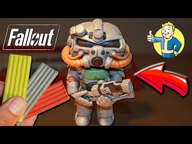 Фигурка силовой брони Т-51 из Fallout. Пластилин, лепка.