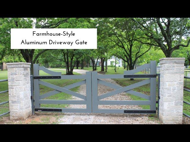 Gray Farmhouse-Style Aluminum Driveway Gates