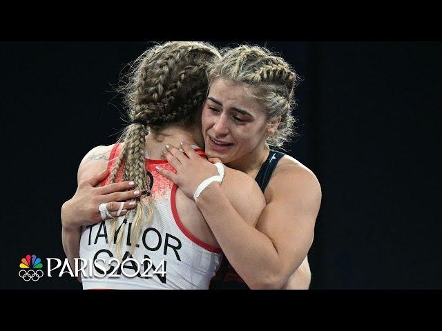 USA's Helen Maroulis pins Hannah Taylor in 24 SECONDS to win third Olympic medal | Paris Olympics