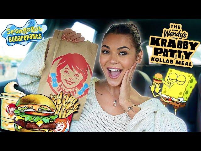 Trying the KRABBY PATTY MEAL from Wendy's! *SPONGEBOB COLLAB!*