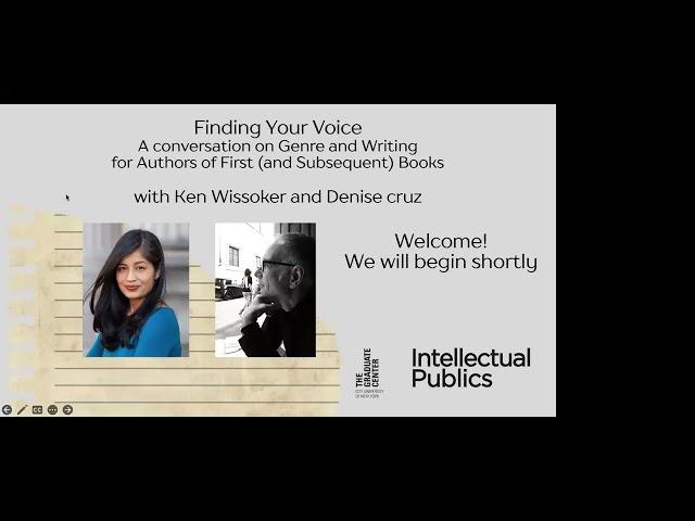 Finding your Voice: A conversation on Genre and Writing for Authors of First (and Subsequent) Books