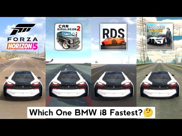 BMW i8 Top Speed Gameplay in Car Simulator 2, Forza Horizon 5, Car Parking & Real Driving School