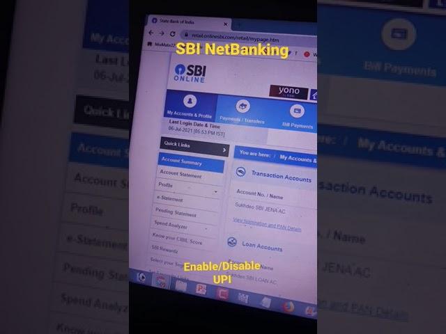 Enable Disable UPI accounts | SBI NetBanking | #shorts #mixmate22