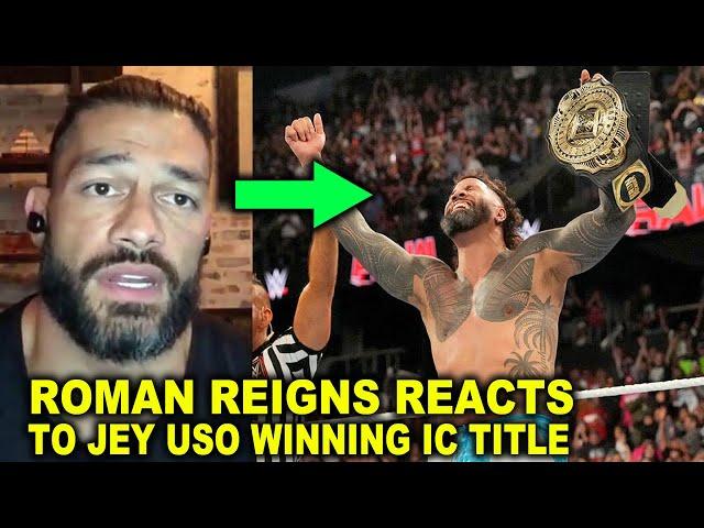 Roman Reigns Reacts to Jey Uso Winning Intercontinental Championship on WWE RAW from Bron Breakker