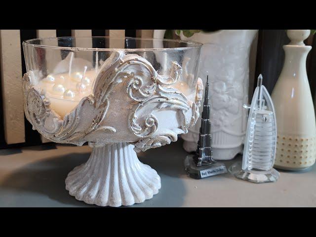 How to upcycle a glass bowl. Diy antique vintage glass bowl, Revamp a glass bowl. Candle stand.