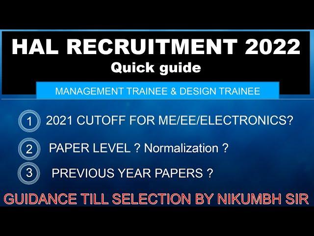 HAL RECRUITMENT 2022 | PREVIOUS YEAR PAPERS FOR ALL BRANCHES | PREVIOUS YEAR CUTOFF ?