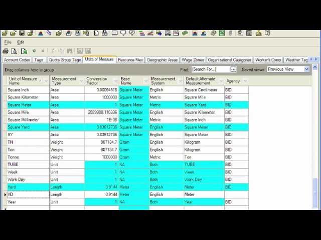 Estimating Software - Hard Dollar Master Foundation Setup Data 1