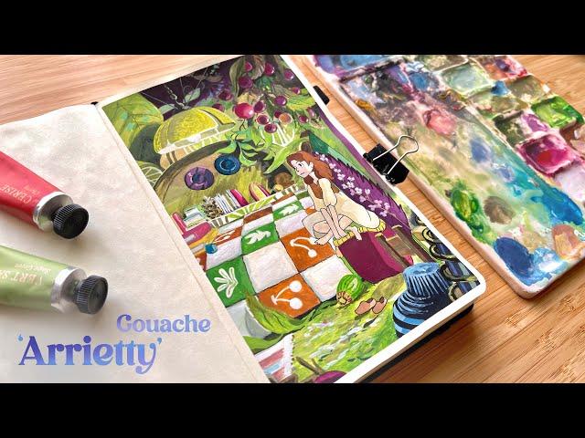 Arrietty Scene Gouache Painting ⎥Paint With Me 