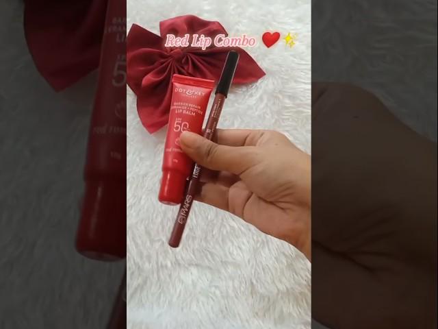 Affordable Red lip combo️#affordable #lipcombo #review #lipliner #lipbalm #makeup #shorts