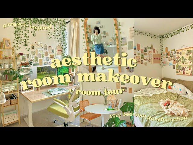 *extreme* aesthetic room makeover + tour  pinterest-inspired, cozy bedroom transformation