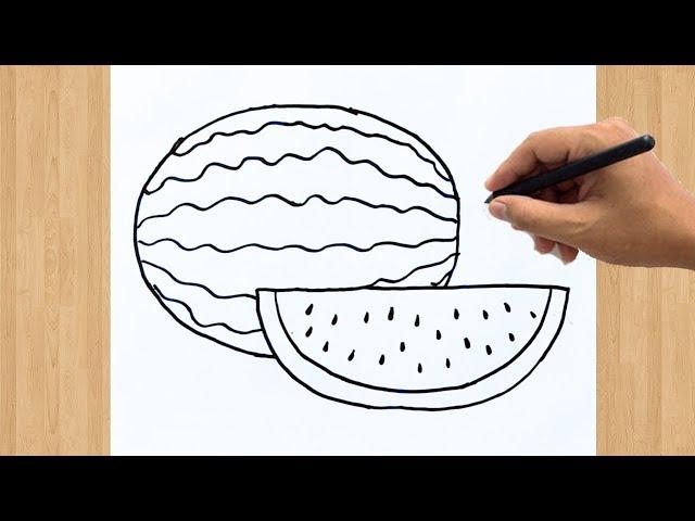 How to Draw a Watermelon Step by Step Easy Drawing For Kids