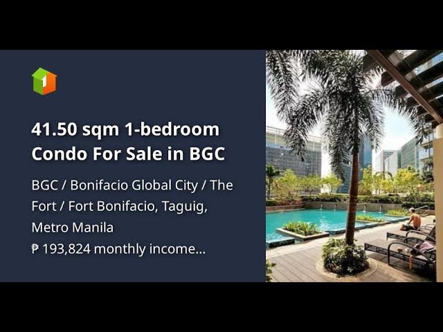 41.50 sqm 1-bedroom Condo For Sale in BGC