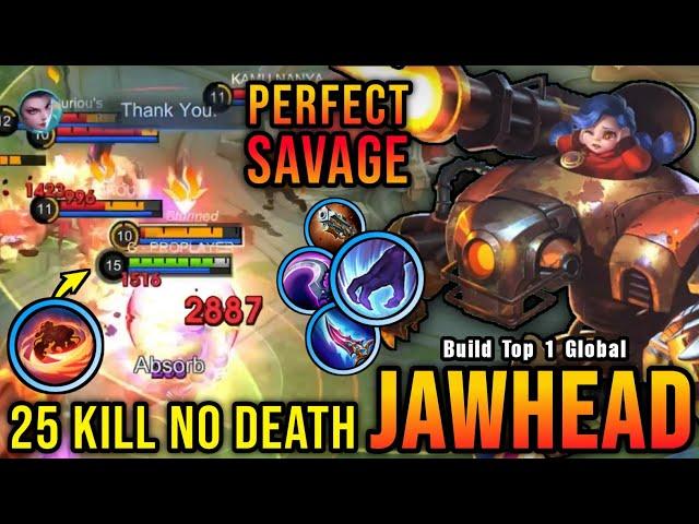 SAVAGE + 25 Kills!! Unstoppable Jawhead Build (PLEASE TRY) - Build Top 1 Global Jawhead ~ MLBB