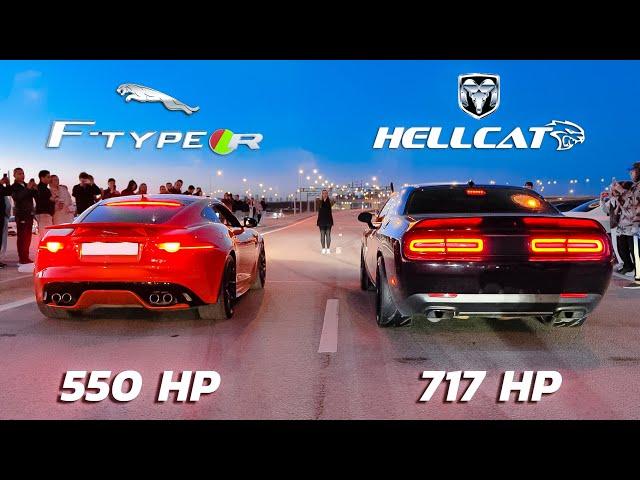 ДИКИЕ КОШКИ на V8! Dodge SRT Hellcat 6.2k vs 5.0k Jaguar F-Type R + AMG C43 + BMW M550i + ZEEKR 001