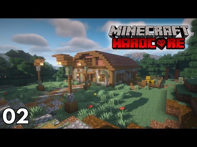 I Built a Cozy Barn in my Hardcore Survival World | Hardcore Minecraft Let's Play : Episode 2