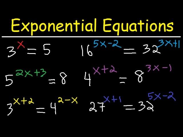 Solving Exponential Equations With Different Bases Using Logarithms - Algebra