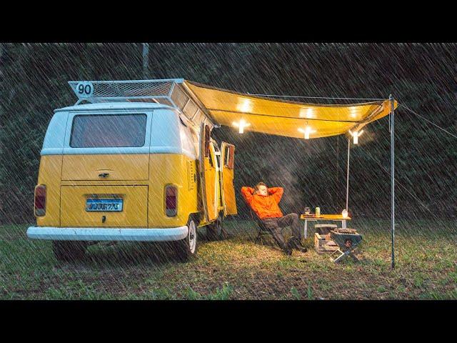 Camping in Heavy Rain With a Homemade Campervan