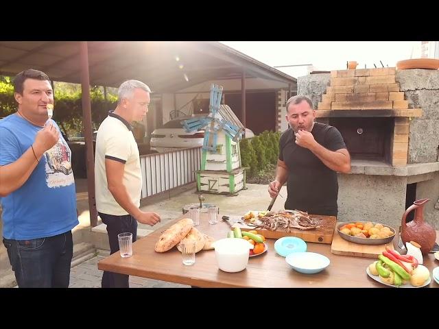 MEAT in WINE. LAMB in an OVEN. ROASTING LAMB in a COUNTRY OVEN