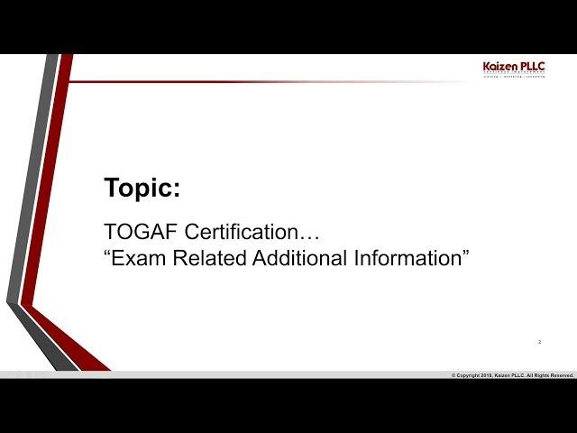 TOGAF Certification - Exam Related Additional Information