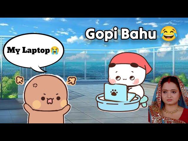 Peachu The " Gopi Bahu " ( Lala la ) Washed  Gomuji's Laptop Funny Story #bubududu  | Mou Das