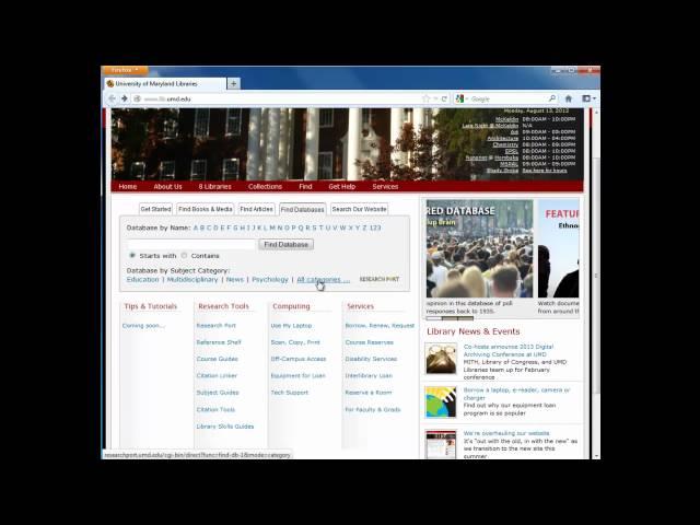 UMD Libraries' website guide