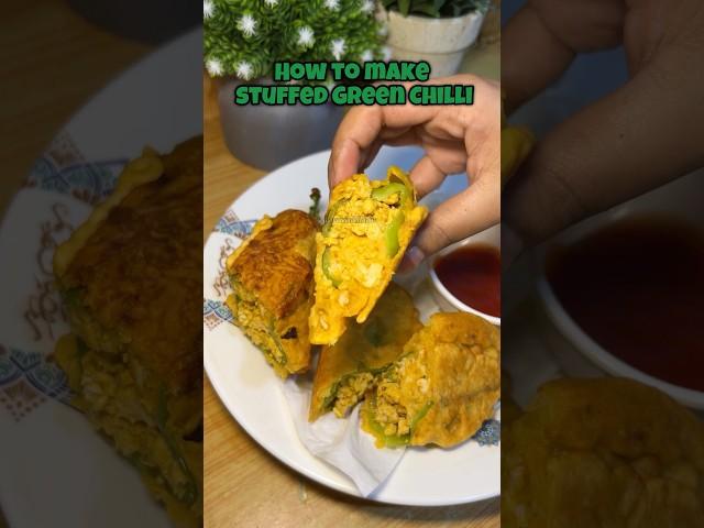 How to Make Stuffed Green Chilli  #cooking#snacks#teatimesnacks#yummy#cookingshorts#shorts