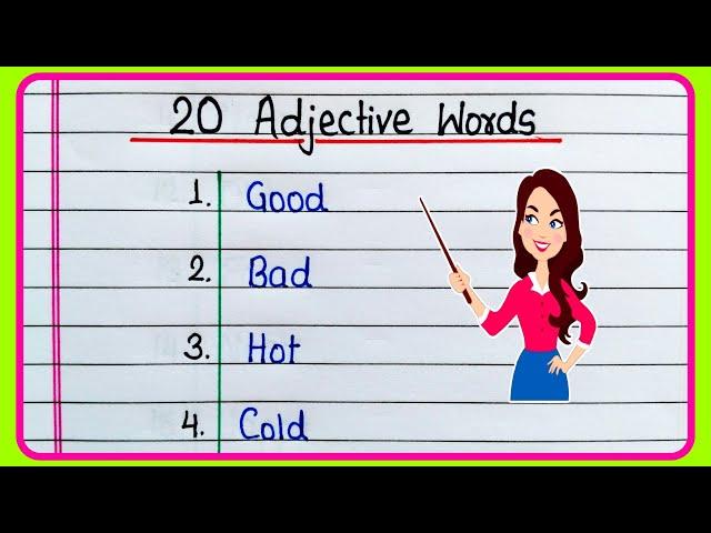 20 Adjective words in English | Important Adjectives in English | Examples of Adjectives | Adjective