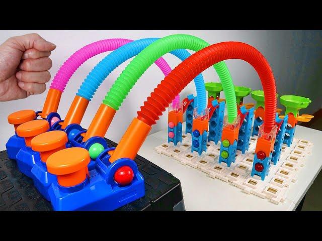 Pop Tube Marble Run Race ASMR # 2  In The Air  Creative Healing Sound Simple Machine DIY Build