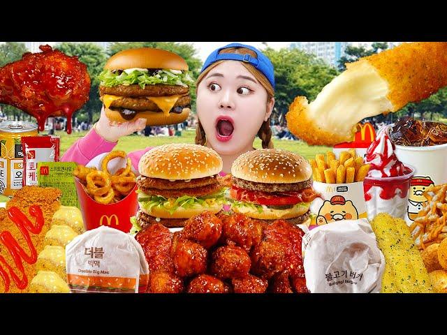 ASMR MUKBANG KFC 양념치킨 햄버거 먹방모음 Crispy Fried Chicken Cheese Burger Eating Sound Collection | HIU 하이유