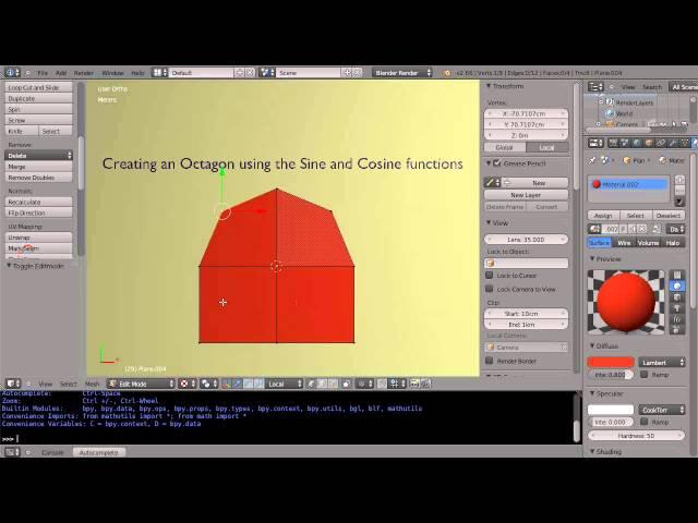 Blender Tutorial - Math for Animators - Creating an Octagon using Sines and Cosines