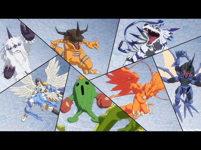 Digimon Tri Symbiosis Rookie to Champion (Child to Adult) Digivolutions