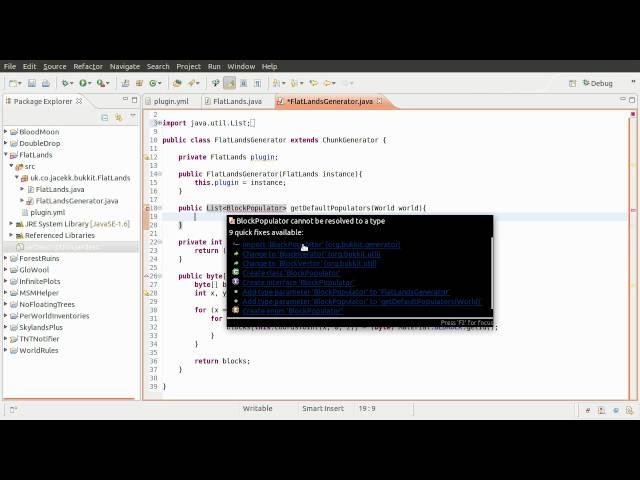 Java Bukkit Plugin Tutorial: Flat Terrain Generator - Terrain Creation [part 02]