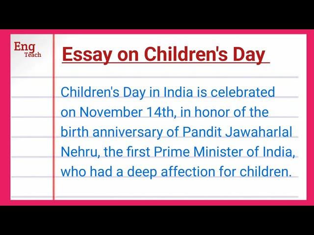 Essay on Children's Day in English | Children's Day essay | children's day essay in English