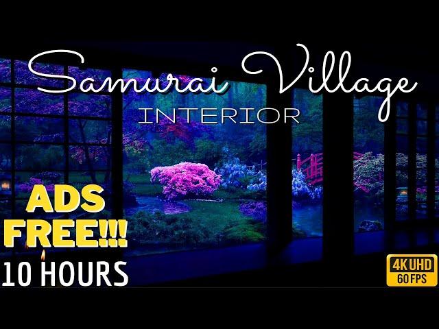 LAST SAMURAI VILLAGE INTERIOR - 10 HOURS - HANS ZIMMER - JAPANESE MUSIC RAIN MEDITATION - ASMR - 4K