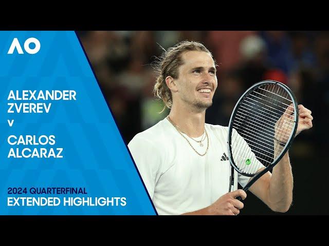 Alexander Zverev v Carlos Alcaraz Extended Highlights | Australian Open 2024 Quarterfinal