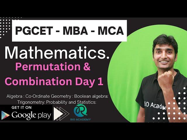 PGCET MCA| Mathematics | Permutation and Combination  PART 1 | Exam 2023