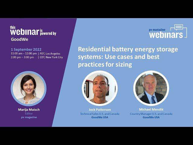 pv magazine Webinar | Residential battery energy storage systems: Use cases and sizing