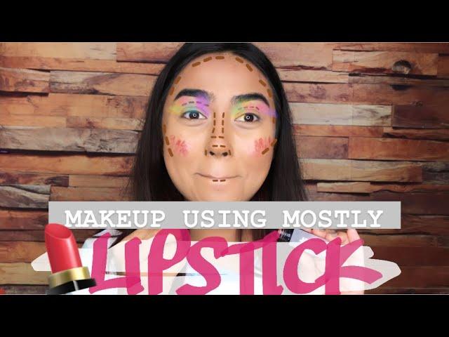 TRYING TO DO MY MAKEUP USING MOSTLY LIPSTICKS CHALLENGE  |