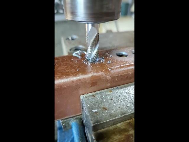 Satisfying Slow Motion End Mill Drilling thru Steel Square Tube