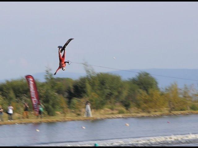 Jaret Llewellyn Ski jump crash - IWWF Waterski Championships 2015