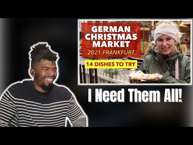 AMERICAN REACTS TO MUST EAT German Food at the German Christmas Market Frankfurt!