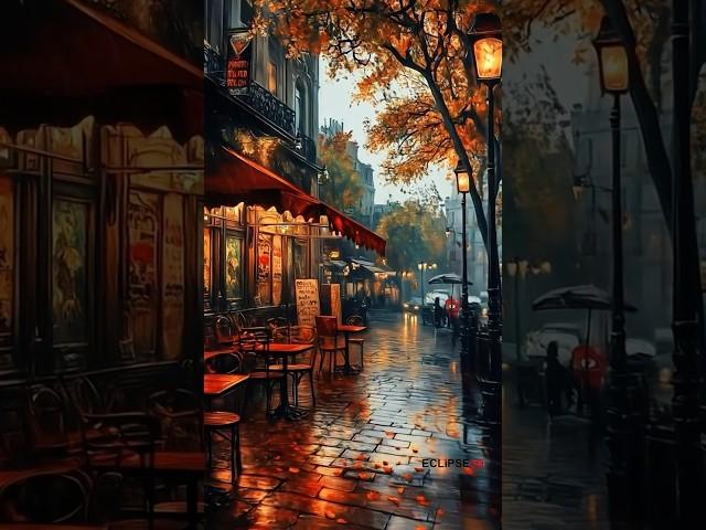 "Cozy Paris Café in the Rain  | Fall City Walk Vibes"