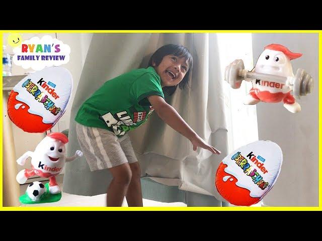 Hide and Seek Kinder Egg Surprise Toy Hunt Parent vs kid! Learn Sports Names with Surprise Eggs