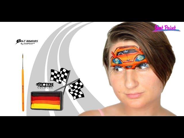 How to Face Paint - Race Car Face Painting Tutorial by JestPaint